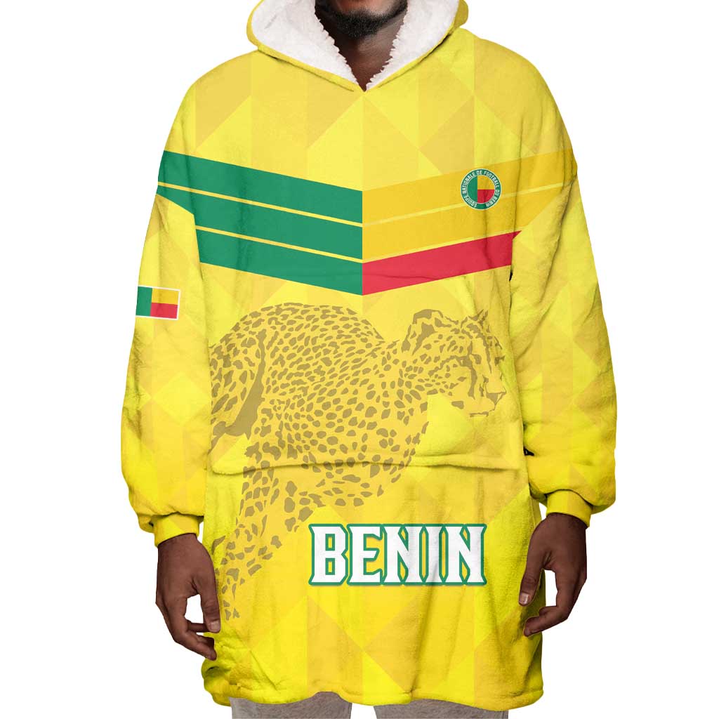 Custom Benin Football Wearable Blanket Hoodie Go Les Guepards LT15