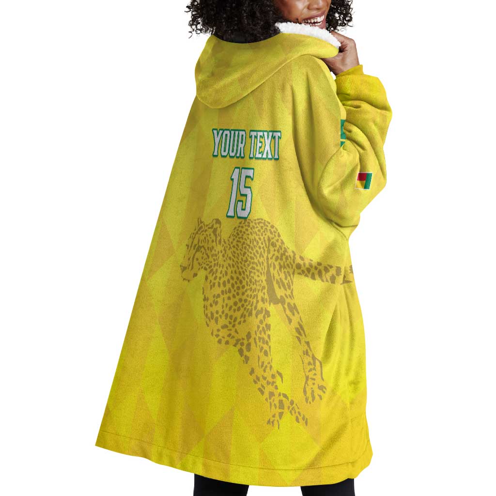 Custom Benin Football Wearable Blanket Hoodie Go Les Guepards LT15