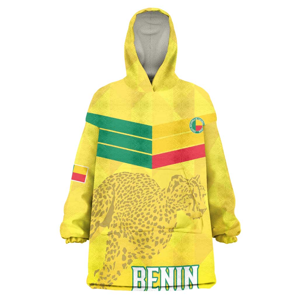Custom Benin Football Wearable Blanket Hoodie Go Les Guepards LT15