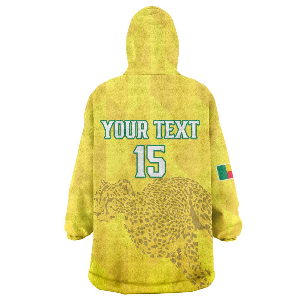 Custom Benin Football Wearable Blanket Hoodie Go Les Guepards LT15
