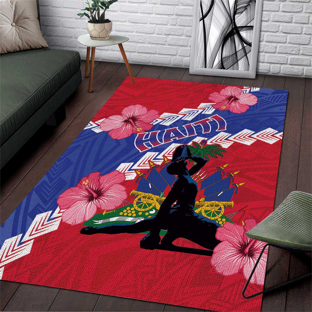 Haiti Neg Maron Area Rug Coat Of Arms - Hisbicus Polynesian LT15