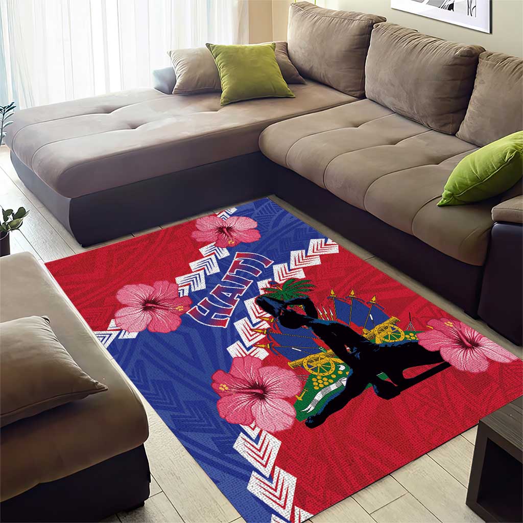 Haiti Neg Maron Area Rug Coat Of Arms - Hisbicus Polynesian LT15