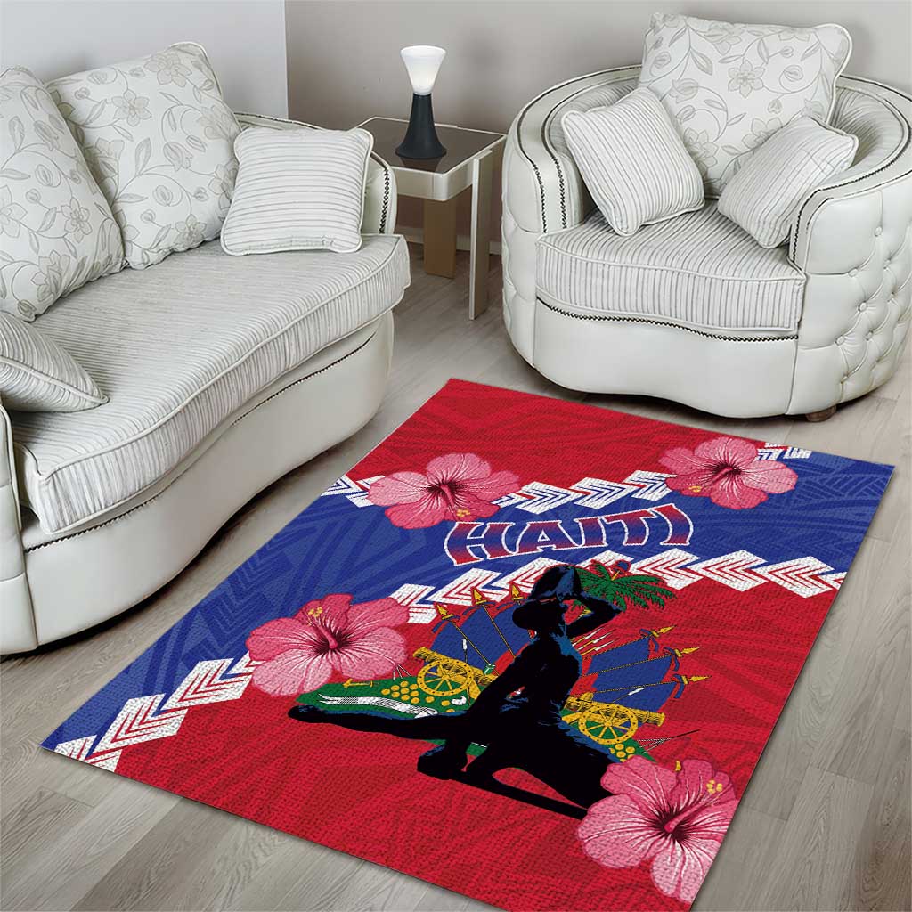 Haiti Neg Maron Area Rug Coat Of Arms - Hisbicus Polynesian LT15