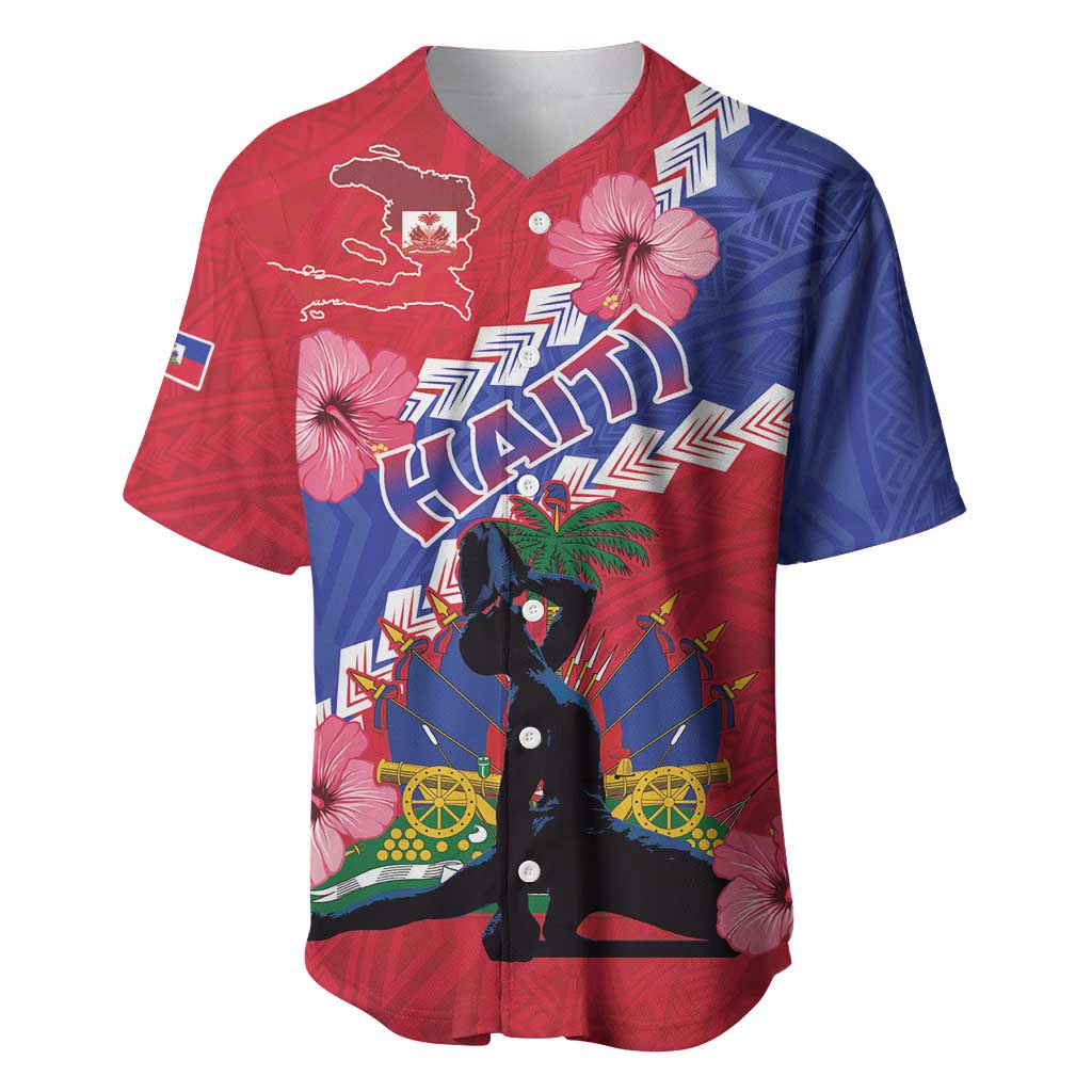 Haiti Neg Maron Baseball Jersey Coat Of Arms - Hisbicus Polynesian LT15