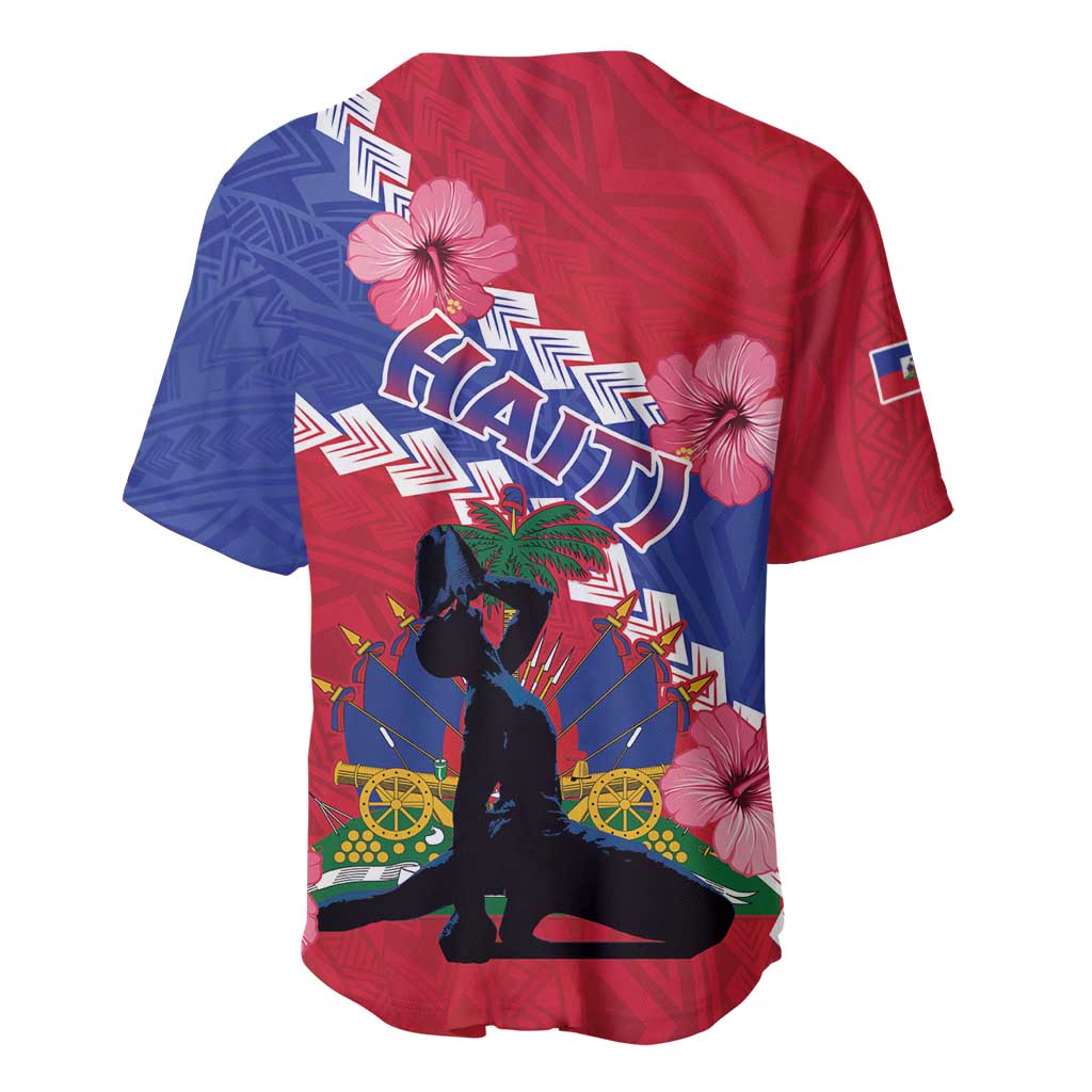 Haiti Neg Maron Baseball Jersey Coat Of Arms - Hisbicus Polynesian LT15