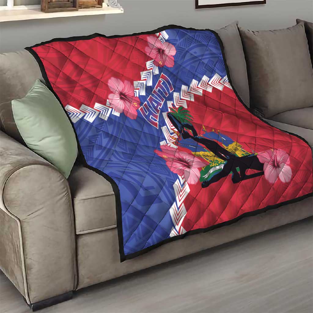 Haiti Neg Maron Quilt Coat Of Arms - Hisbicus Polynesian LT15