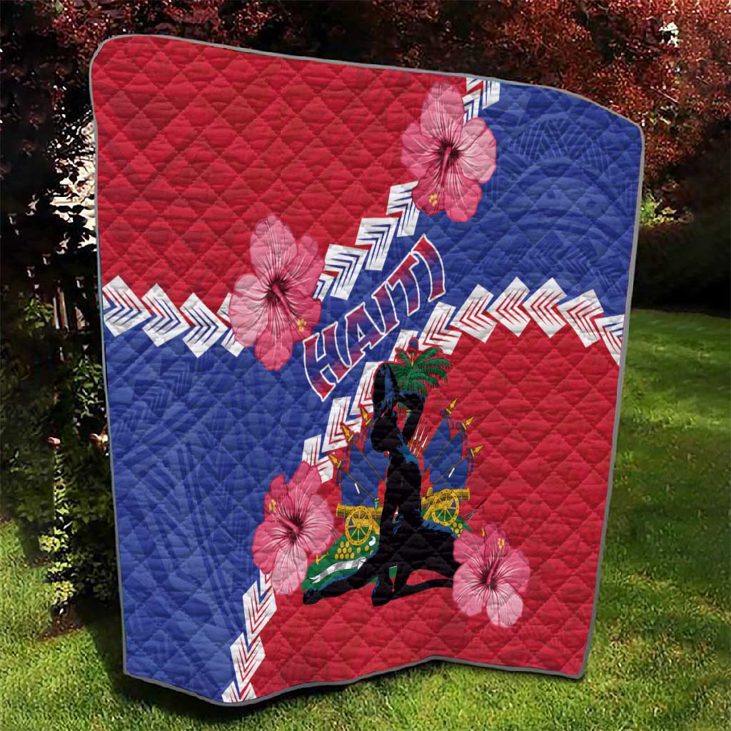 Haiti Neg Maron Quilt Coat Of Arms - Hisbicus Polynesian LT15