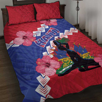 Haiti Neg Maron Quilt Bed Set Coat Of Arms - Hisbicus Polynesian LT15