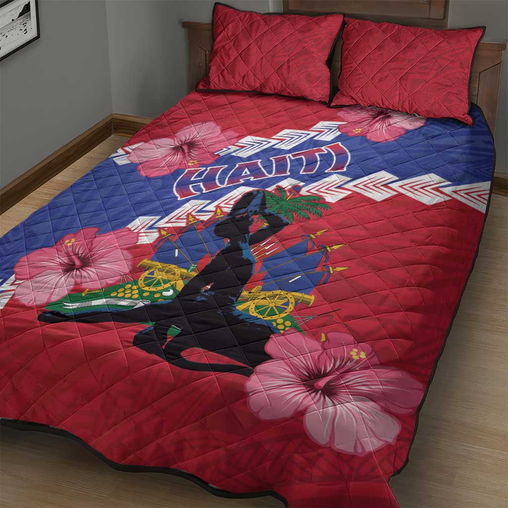 Haiti Neg Maron Quilt Bed Set Coat Of Arms - Hisbicus Polynesian LT15