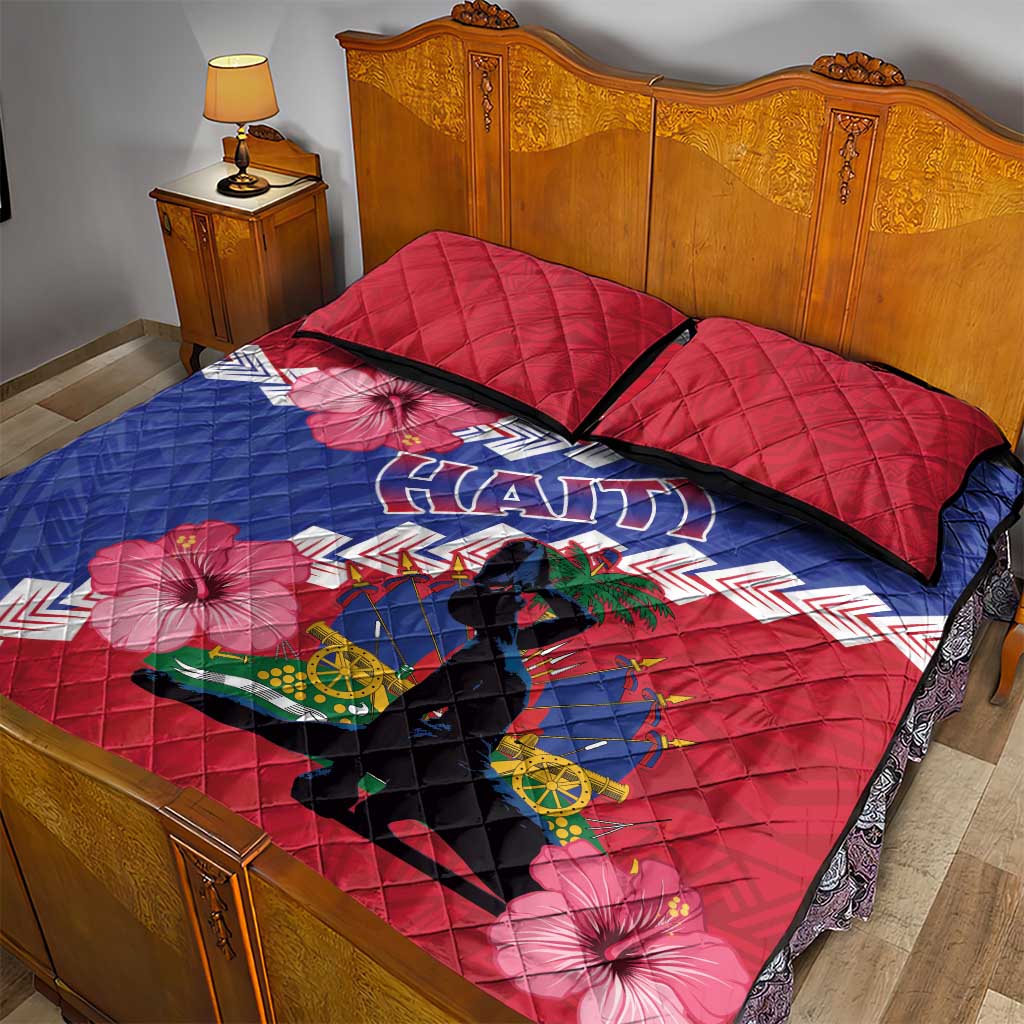Haiti Neg Maron Quilt Bed Set Coat Of Arms - Hisbicus Polynesian LT15