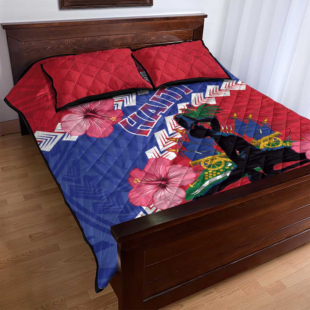 Haiti Neg Maron Quilt Bed Set Coat Of Arms - Hisbicus Polynesian LT15