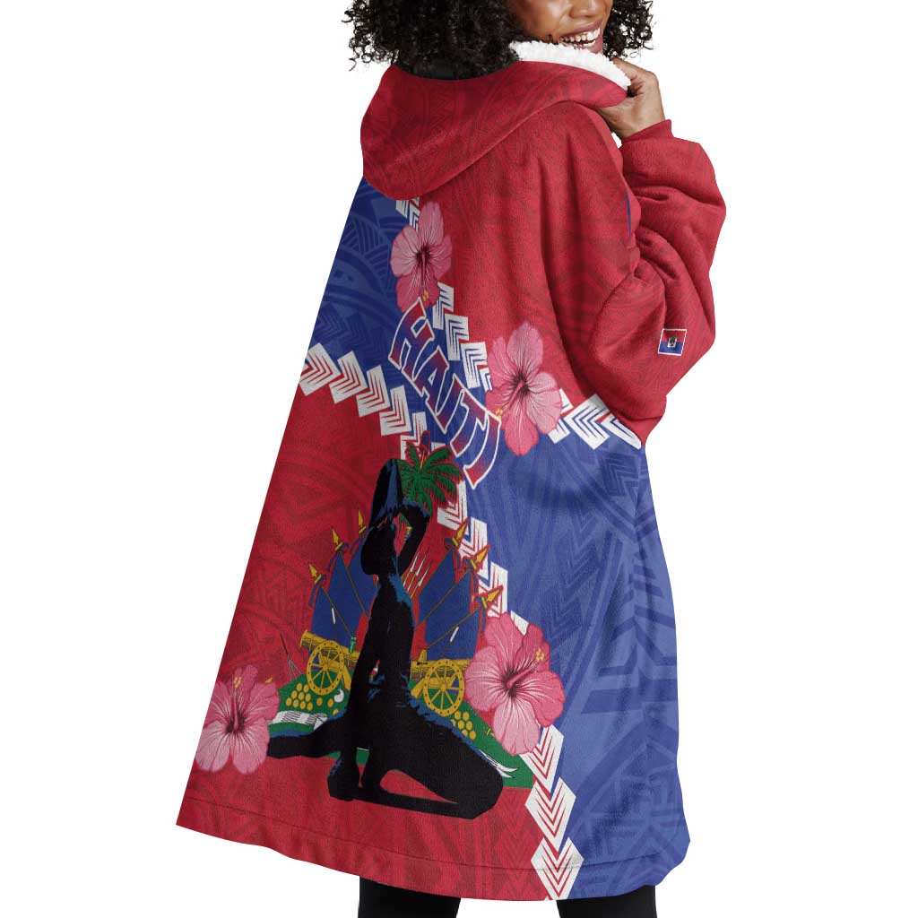 Haiti Neg Maron Wearable Blanket Hoodie Coat Of Arms - Hisbicus Polynesian LT15