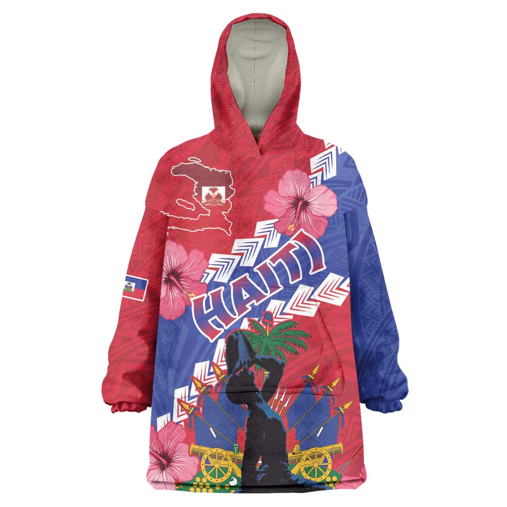 Haiti Neg Maron Wearable Blanket Hoodie Coat Of Arms - Hisbicus Polynesian LT15