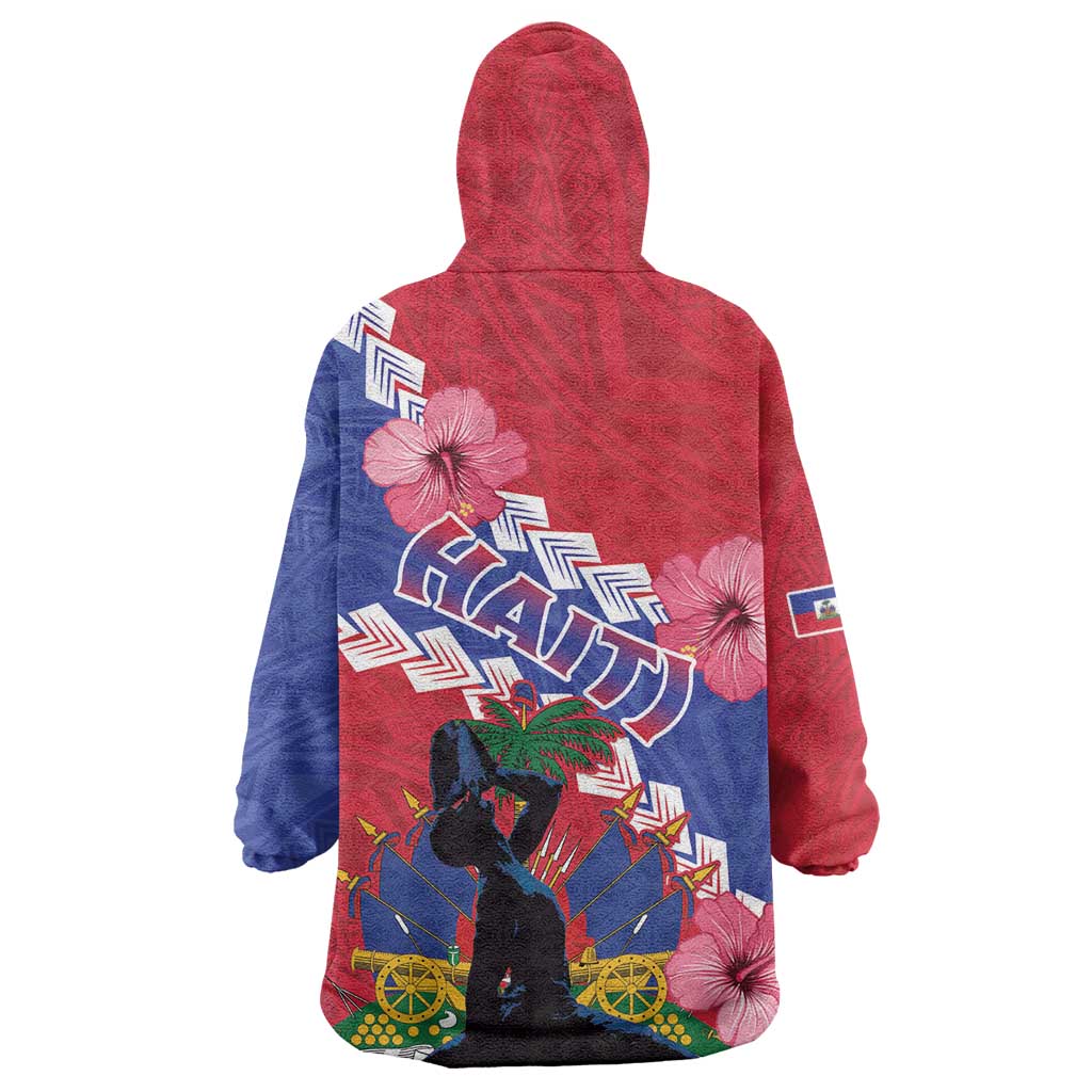 Haiti Neg Maron Wearable Blanket Hoodie Coat Of Arms - Hisbicus Polynesian LT15