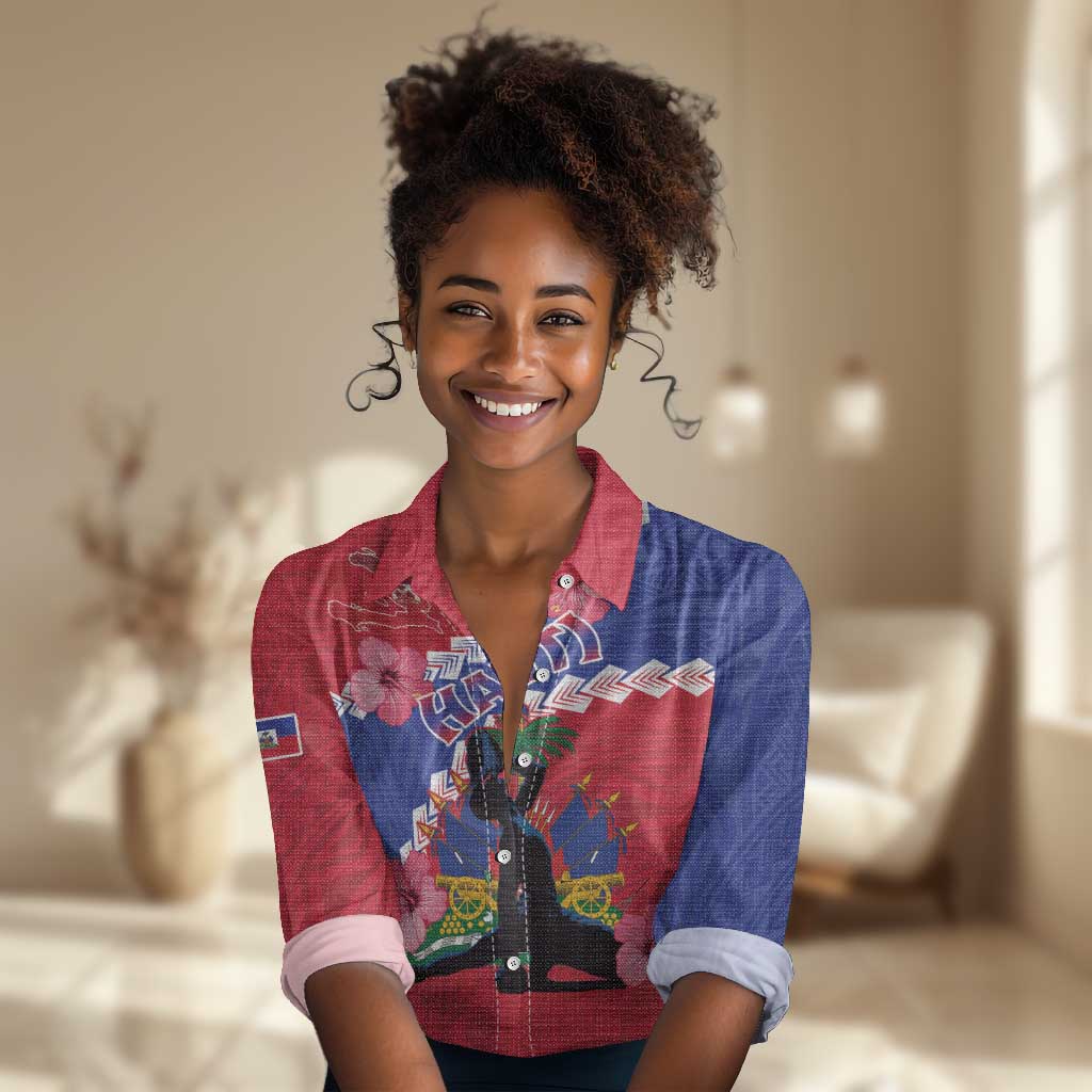 Haiti Neg Maron Women Casual Shirt Coat Of Arms - Hisbicus Polynesian LT15