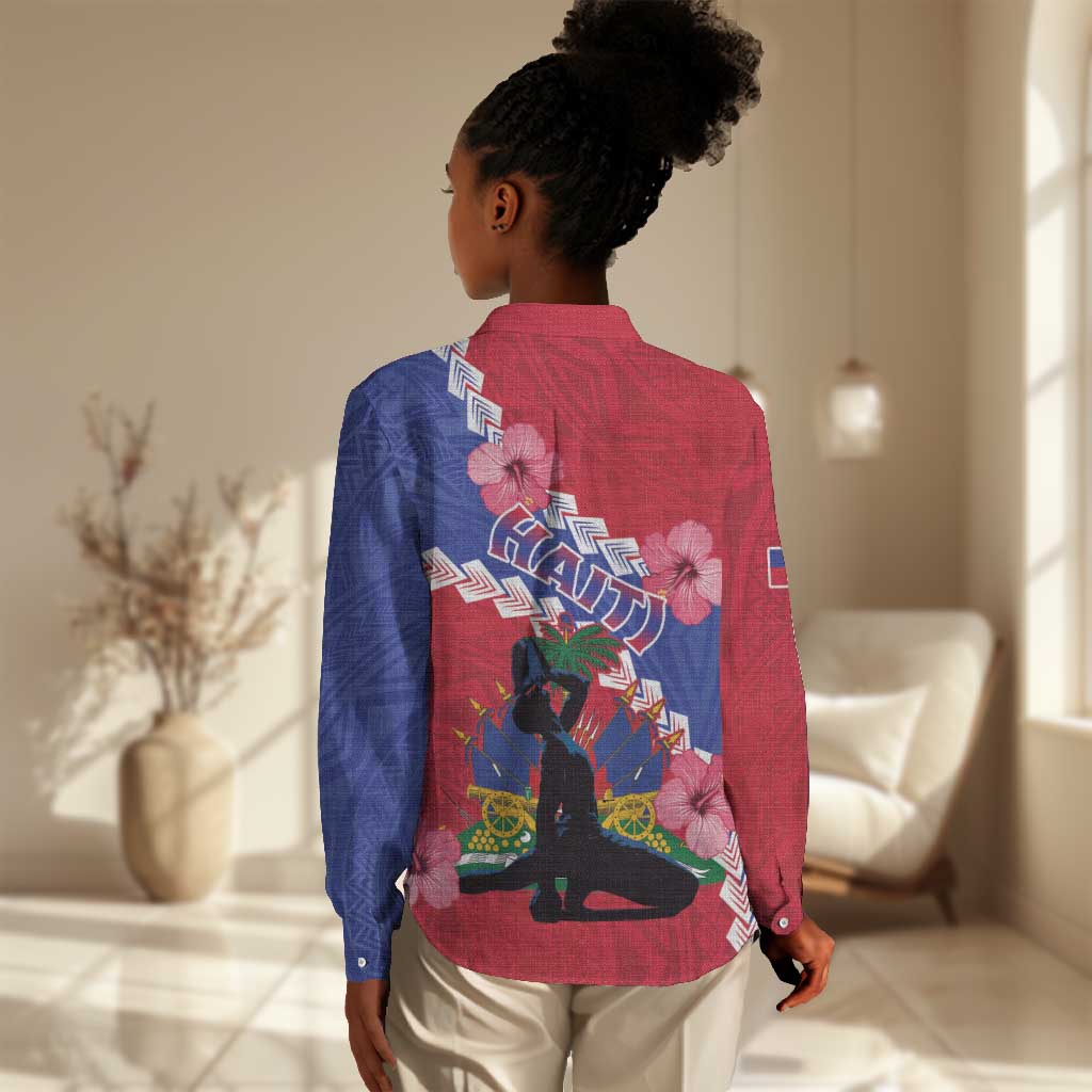 Haiti Neg Maron Women Casual Shirt Coat Of Arms - Hisbicus Polynesian LT15