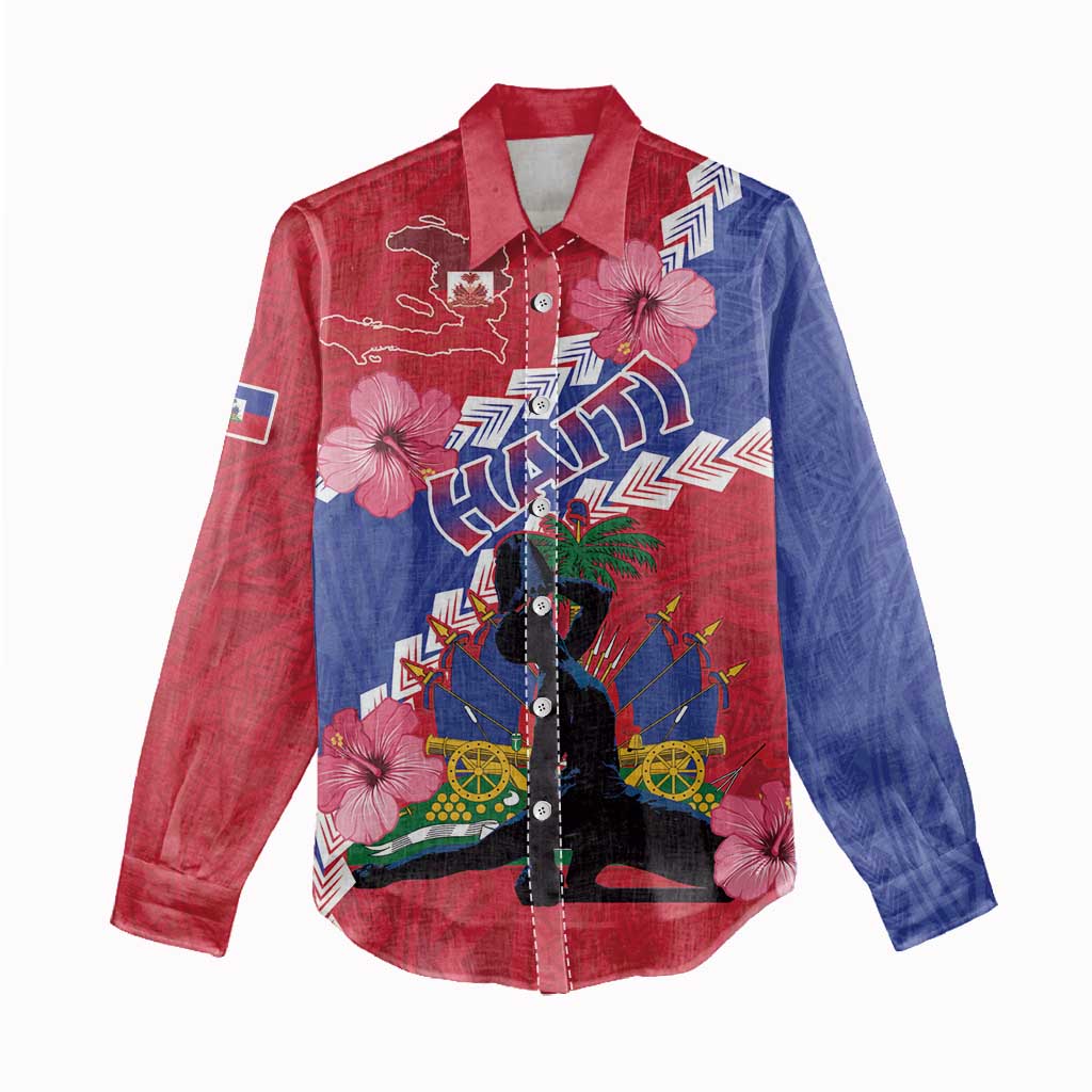 Haiti Neg Maron Women Casual Shirt Coat Of Arms - Hisbicus Polynesian LT15
