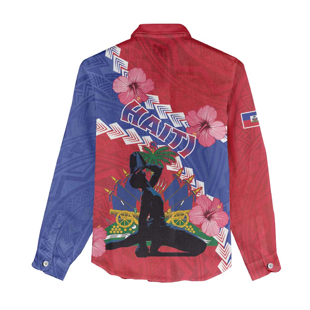 Haiti Neg Maron Women Casual Shirt Coat Of Arms - Hisbicus Polynesian LT15