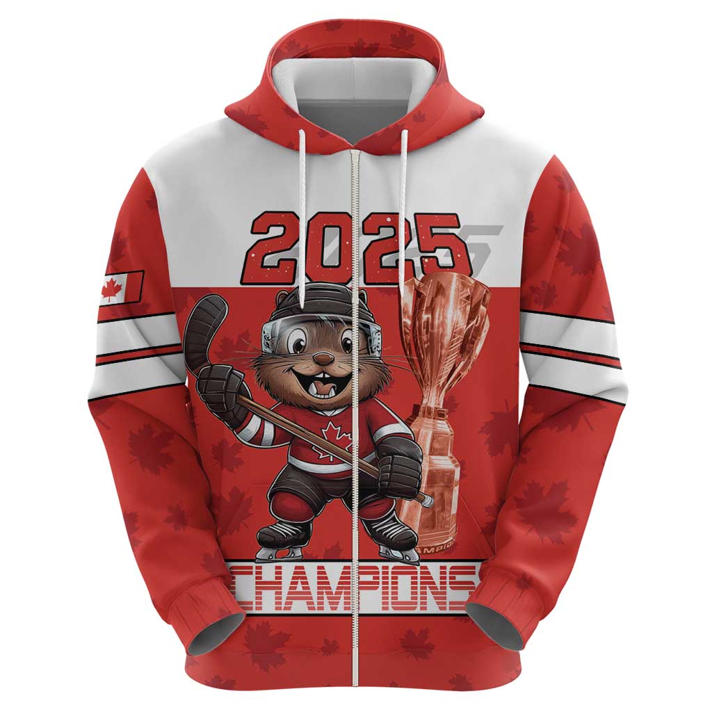 Custom Canada Ice Hockey Hoodie Beaver Mascot With Champions Trophy LT15