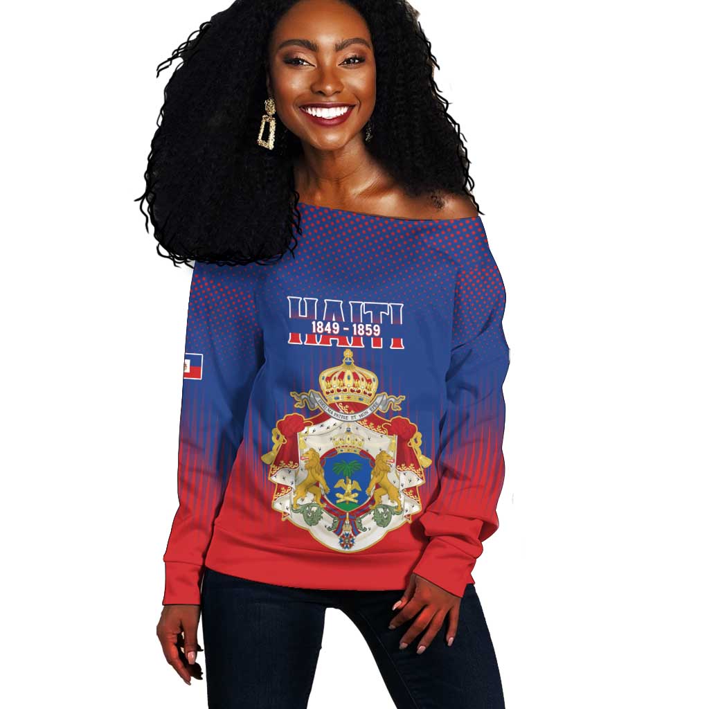 Personalized Anpi an Ayiti Off Shoulder Sweater Imperial Coat Of Arms Flag Style LT15