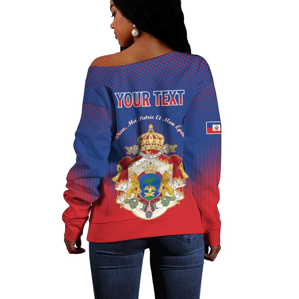 Personalized Anpi an Ayiti Off Shoulder Sweater Imperial Coat Of Arms Flag Style LT15