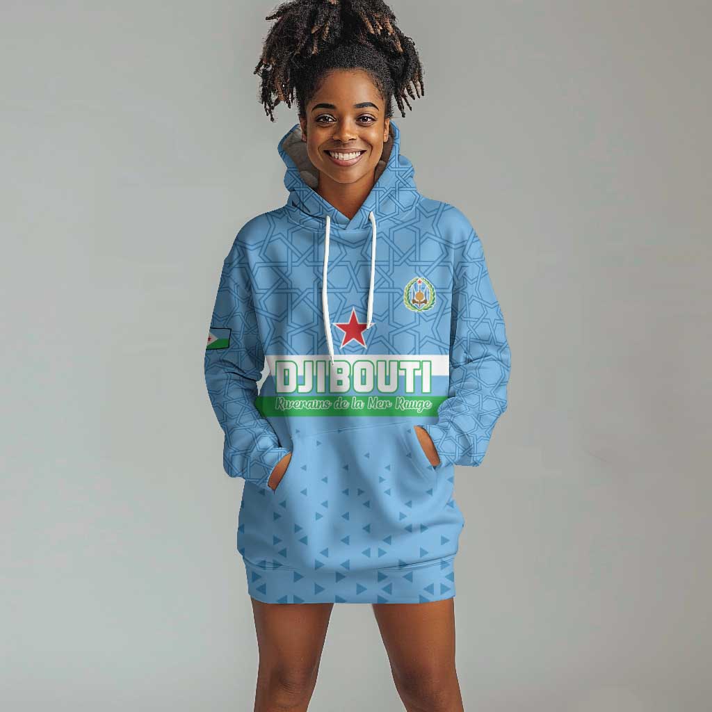 Custom Djibouti Football Hoodie Dress Go Champions LT15