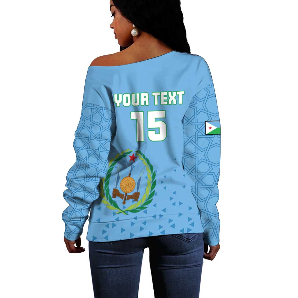 Custom Djibouti Football Off Shoulder Sweater Go Champions LT15