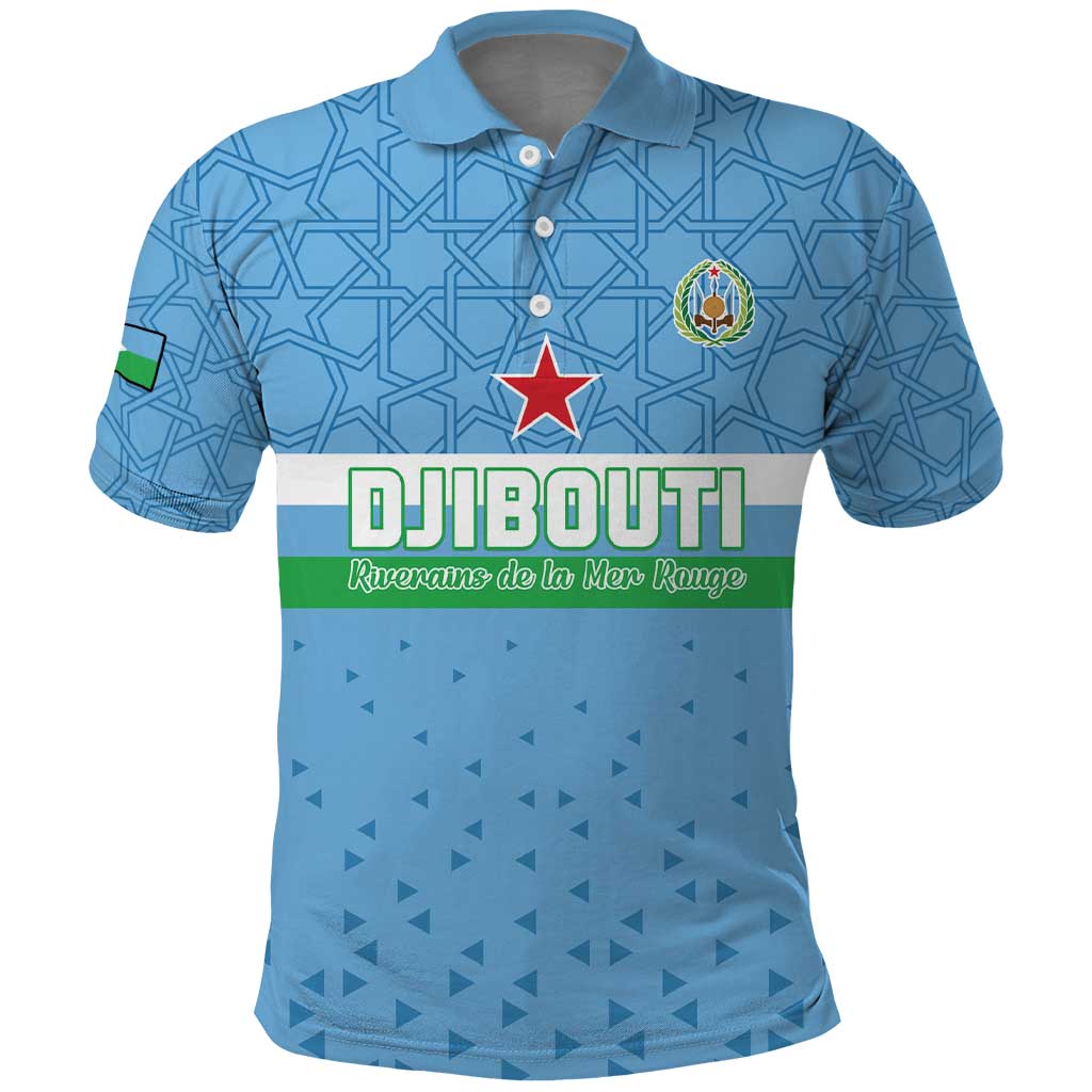 Custom Djibouti Football Polo Shirt Come On Riverains de la Mer Rouge LT15