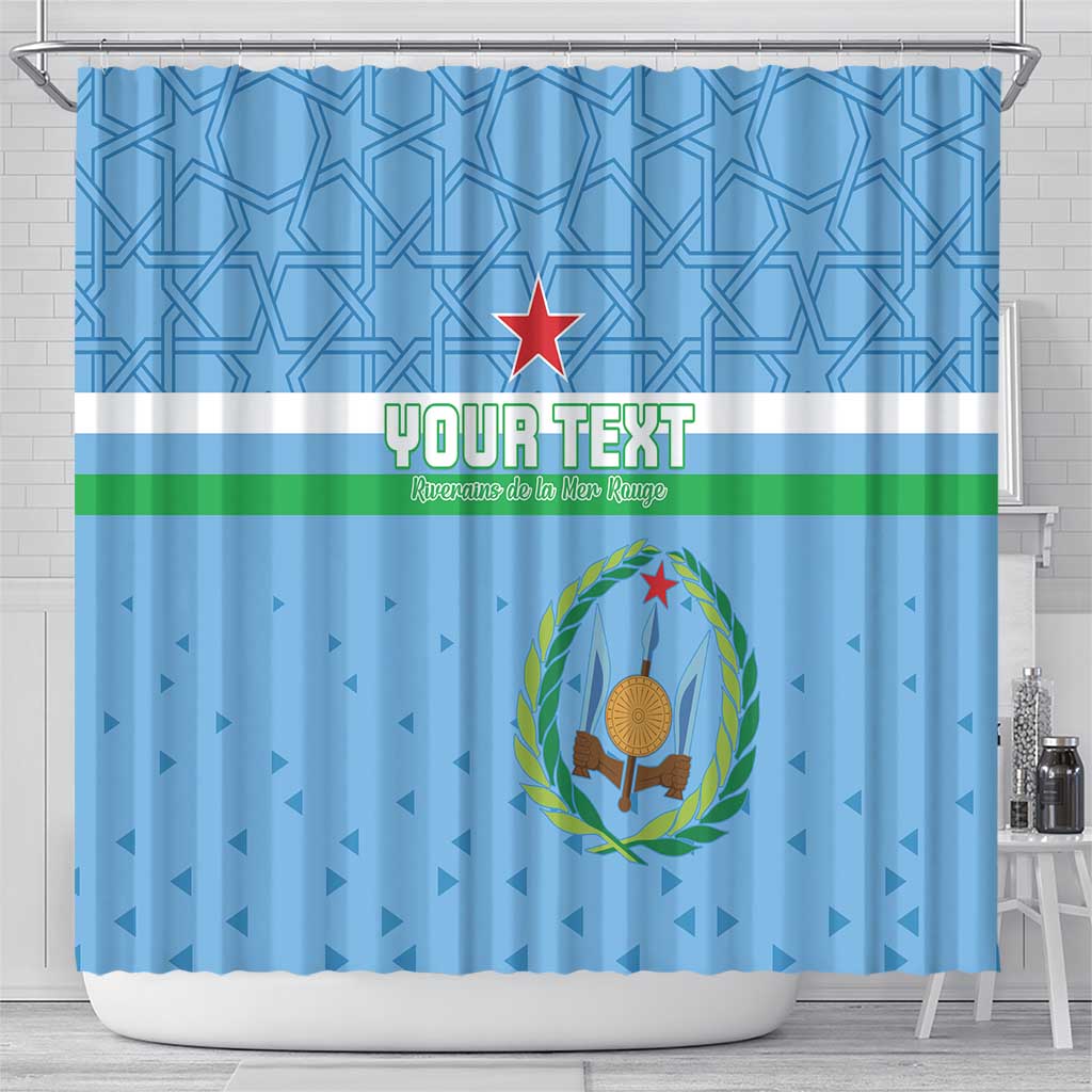 Custom Djibouti Football Shower Curtain Come On Riverains de la Mer Rouge LT15