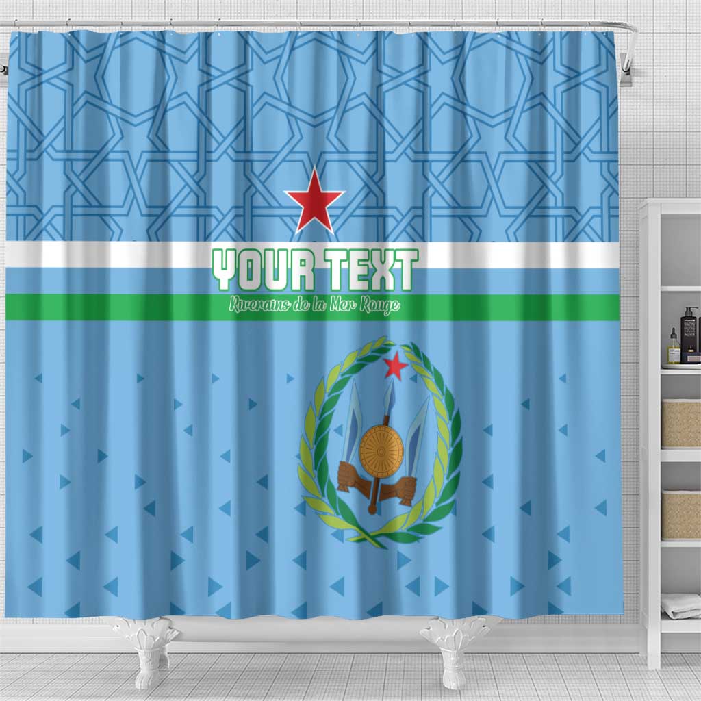 Custom Djibouti Football Shower Curtain Come On Riverains de la Mer Rouge LT15