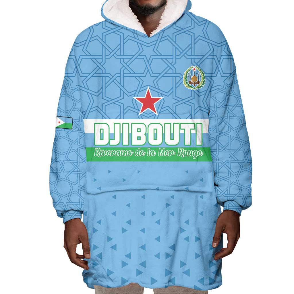 Custom Djibouti Football Wearable Blanket Hoodie Go Champions LT15