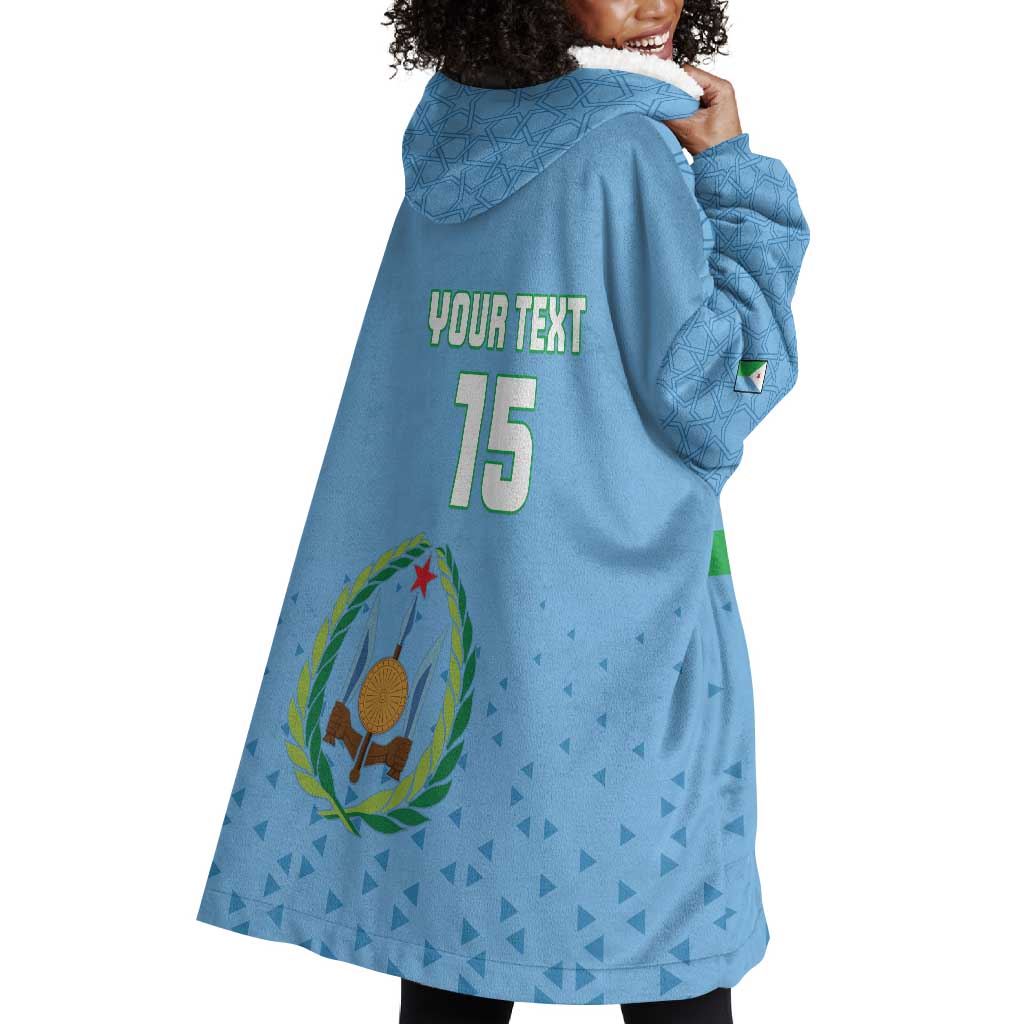 Custom Djibouti Football Wearable Blanket Hoodie Go Champions LT15