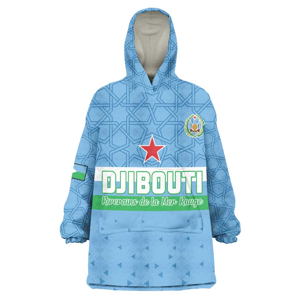 Custom Djibouti Football Wearable Blanket Hoodie Go Champions LT15