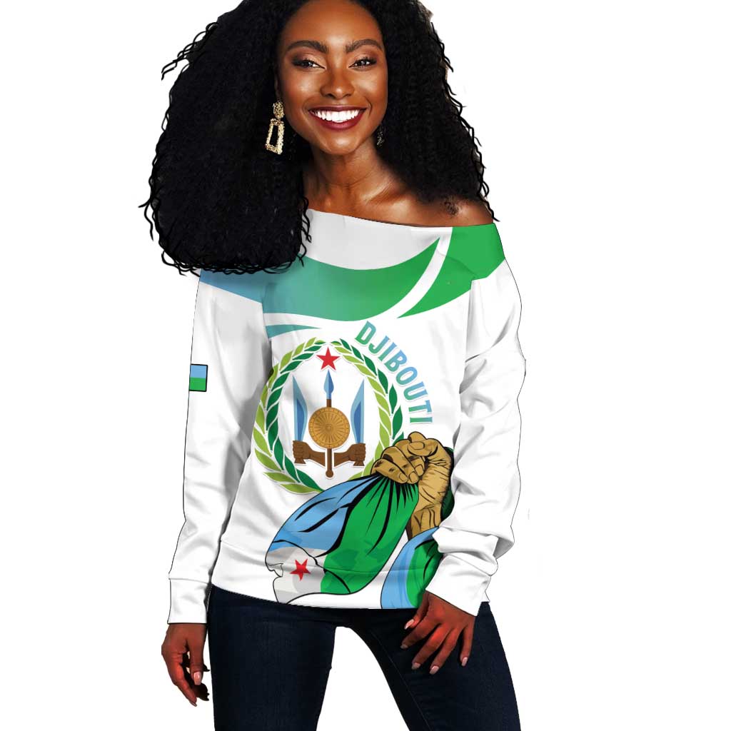Personalized Happy Djibouti Off Shoulder Sweater Independence Day LT15