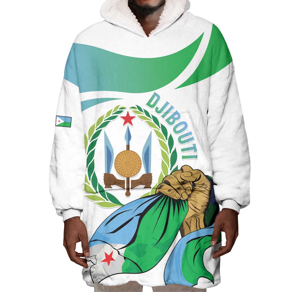 Personalized Happy Djibouti Wearable Blanket Hoodie Independence Day LT15