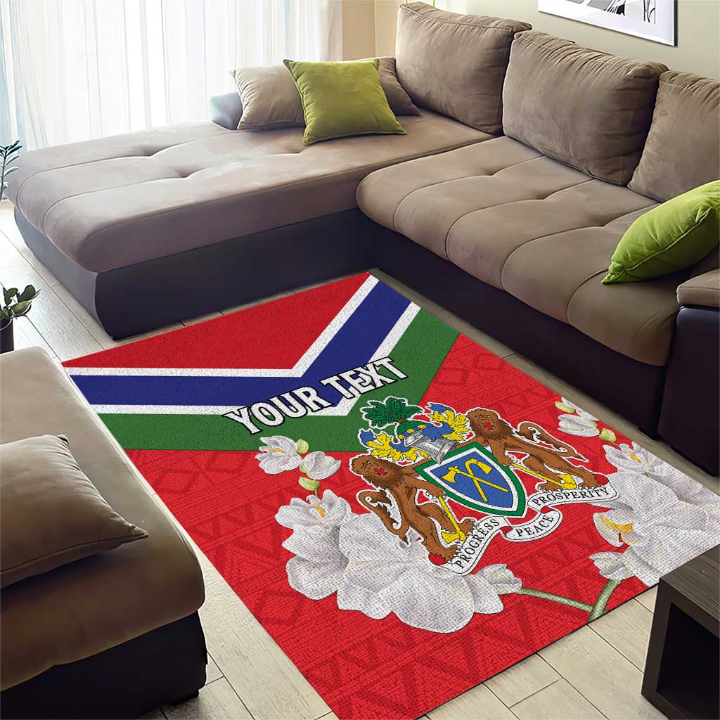Personalized Gambia Area Rug Coat Of Arms - African Pattern LT15
