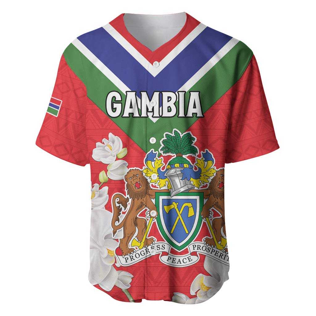 Personalized Gambia Baseball Jersey Coat Of Arms - African Pattern LT15