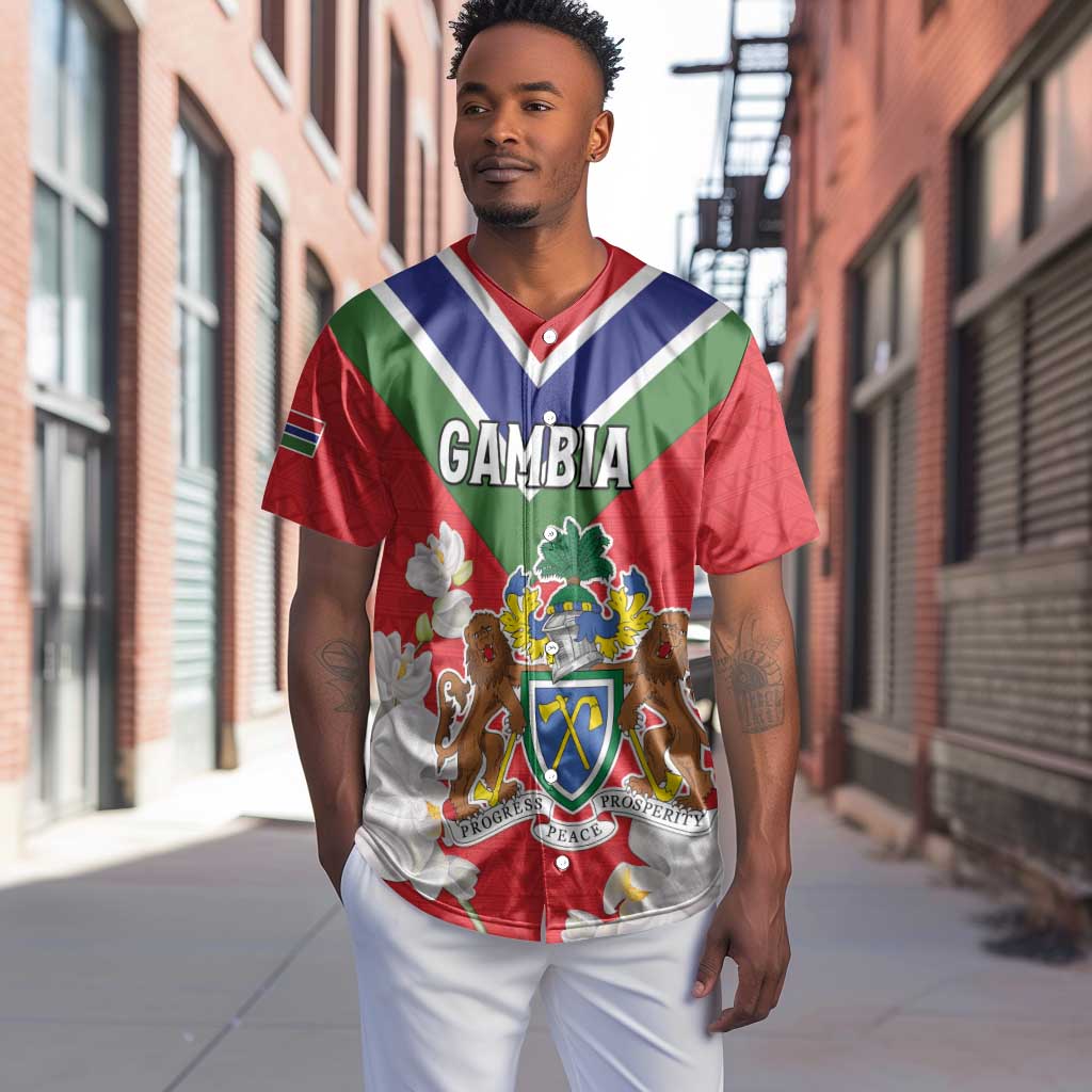 Personalized Gambia Baseball Jersey Coat Of Arms - African Pattern LT15