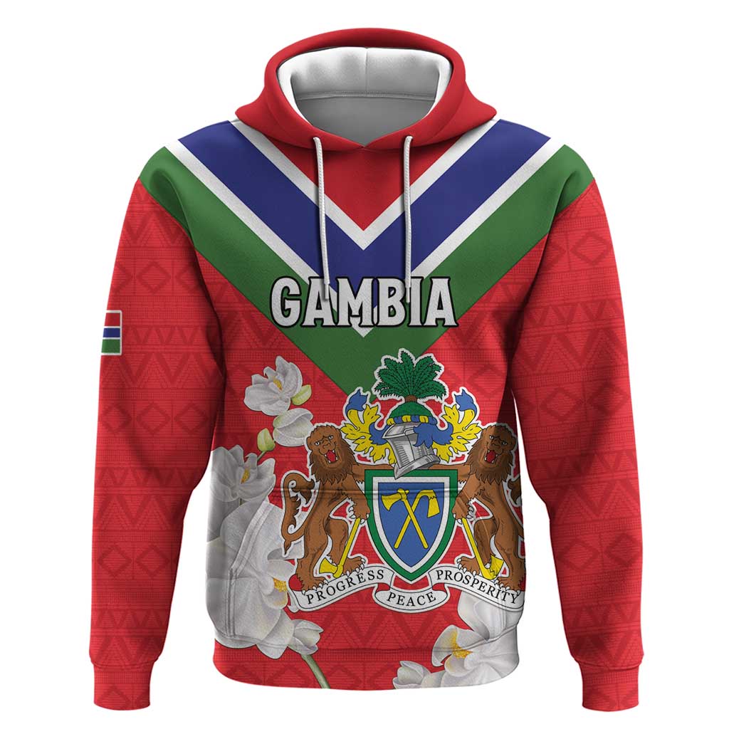 Personalized Gambia Hoodie Coat Of Arms White Variety Orchid LT15