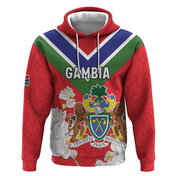 Personalized Gambia Hoodie Coat Of Arms White Variety Orchid LT15