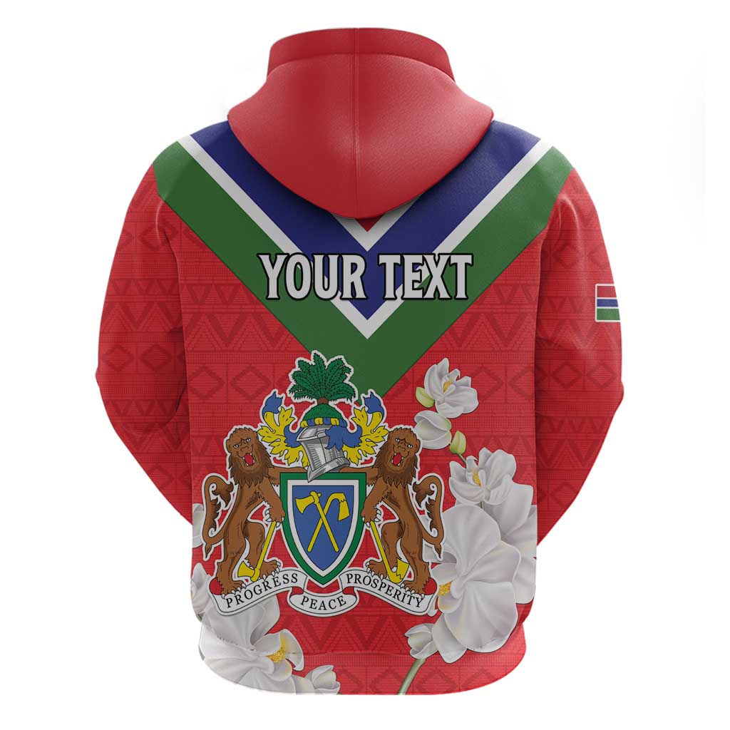Personalized Gambia Hoodie Coat Of Arms White Variety Orchid LT15