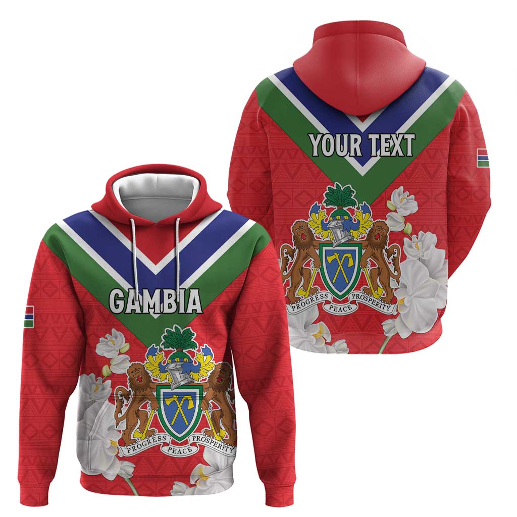 Personalized Gambia Hoodie Coat Of Arms White Variety Orchid LT15