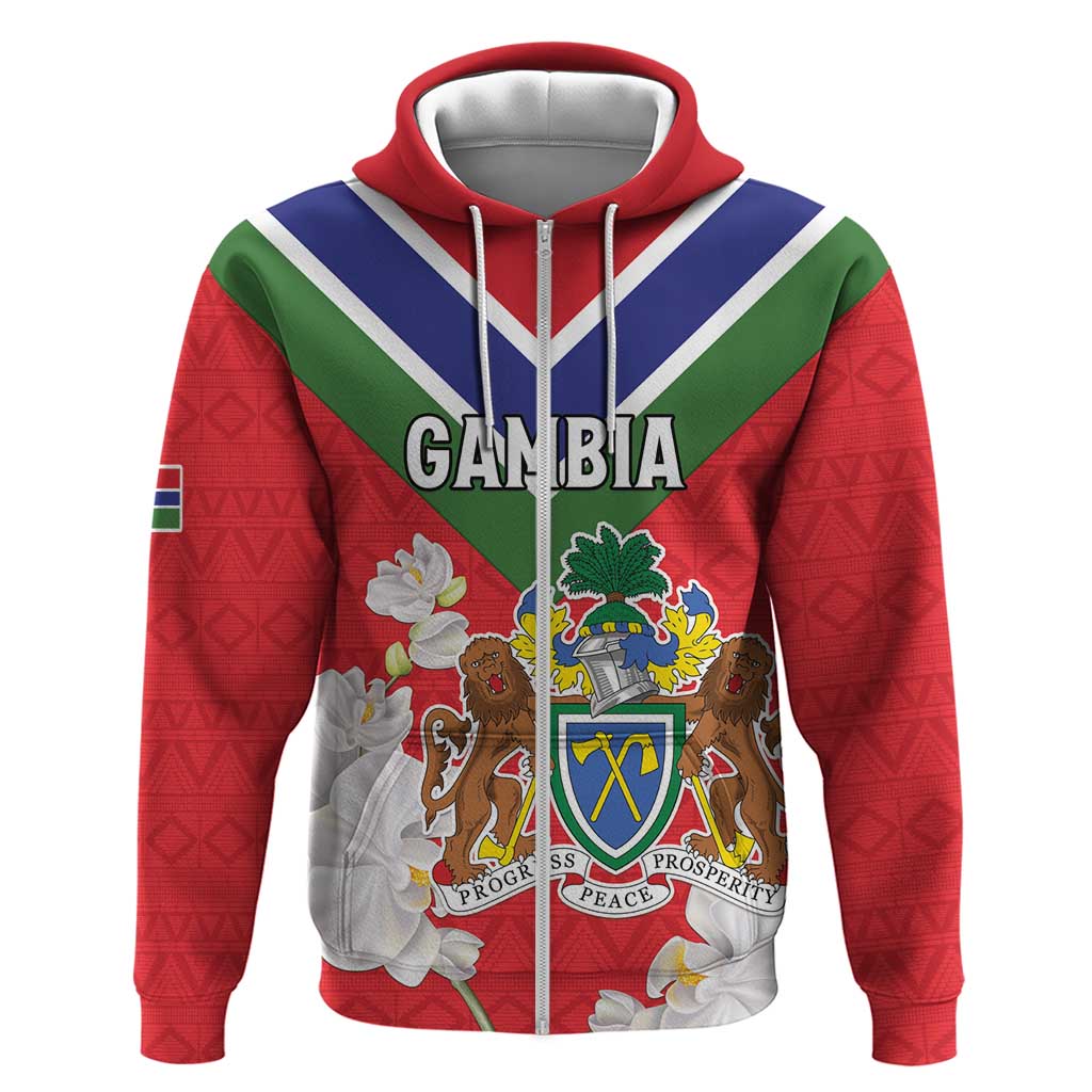Personalized Gambia Hoodie Coat Of Arms White Variety Orchid LT15