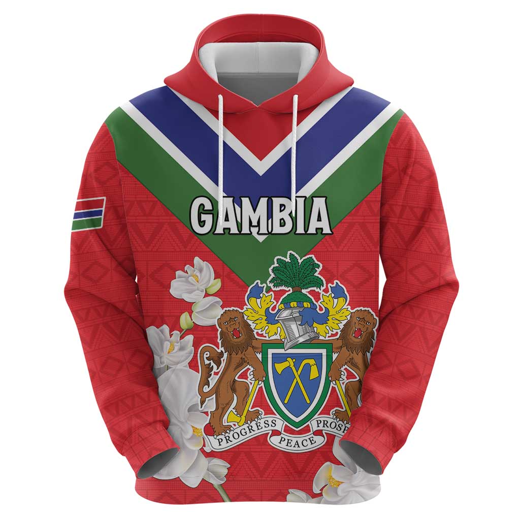 Personalized Gambia Hoodie Coat Of Arms White Variety Orchid LT15