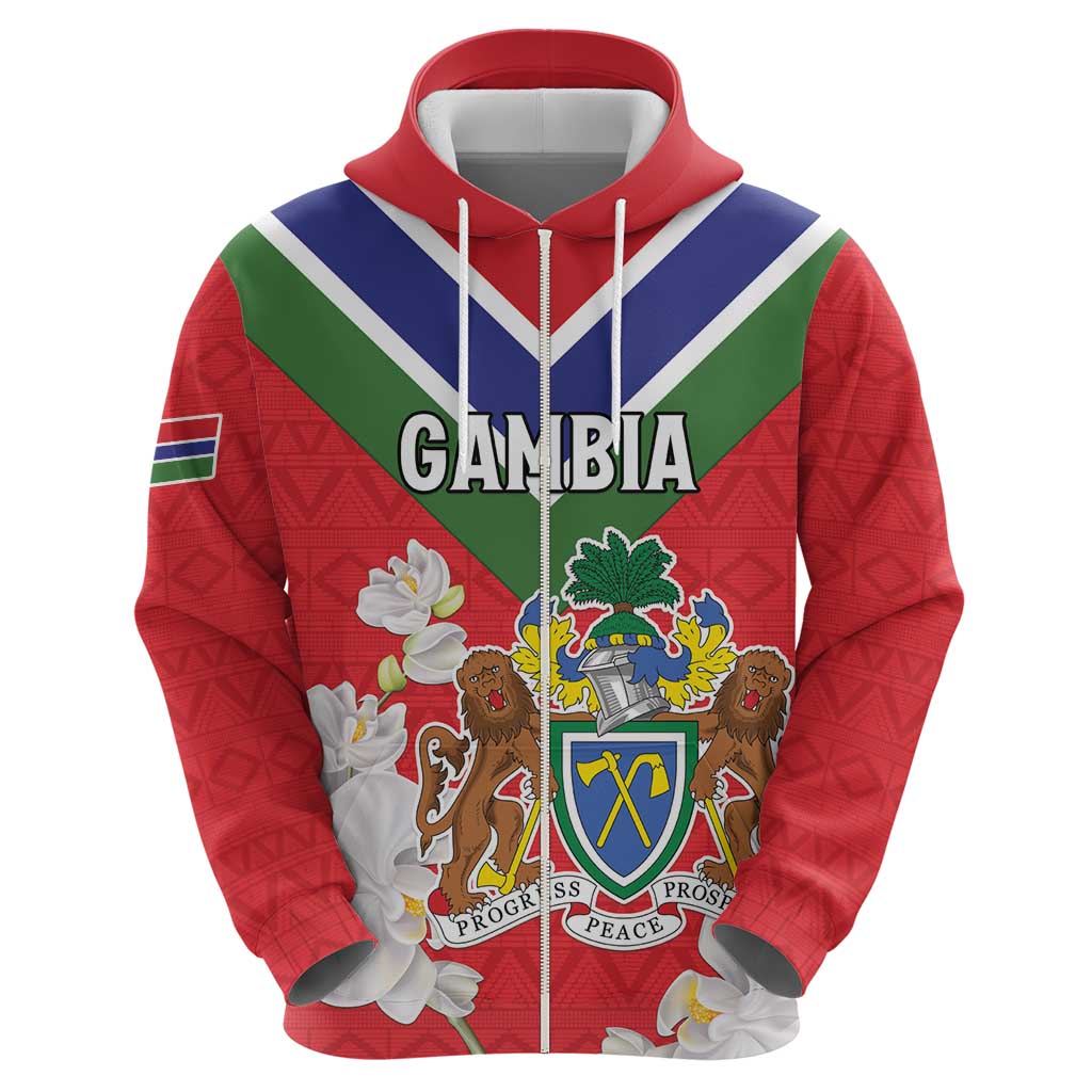 Personalized Gambia Hoodie Coat Of Arms White Variety Orchid LT15