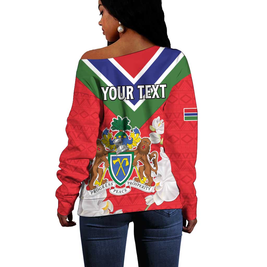 Personalized Gambia Off Shoulder Sweater Coat Of Arms - African Pattern LT15