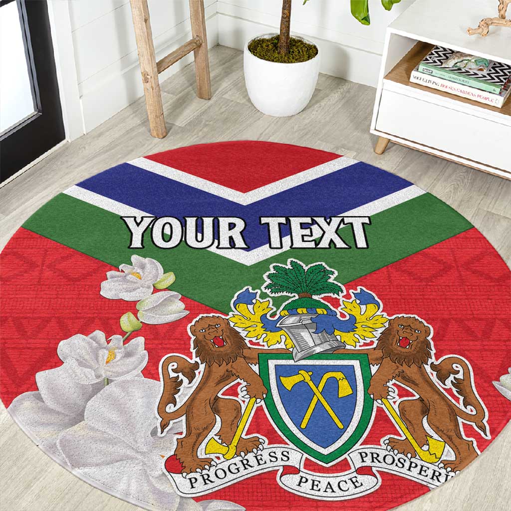 Personalized Gambia Round Carpet Coat Of Arms - African Pattern LT15