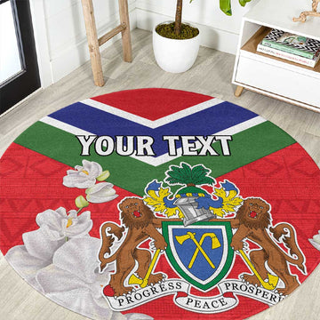 Personalized Gambia Round Carpet Coat Of Arms - African Pattern LT15