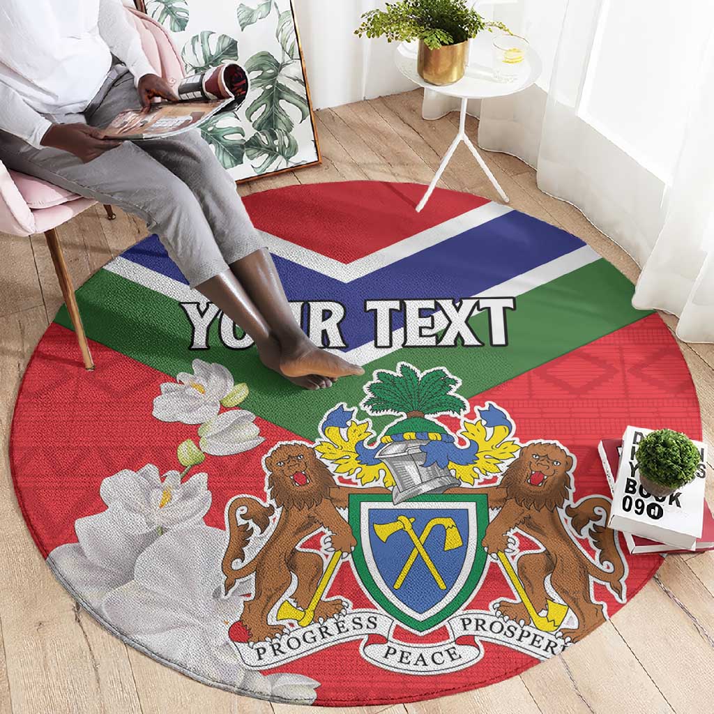 Personalized Gambia Round Carpet Coat Of Arms - African Pattern LT15