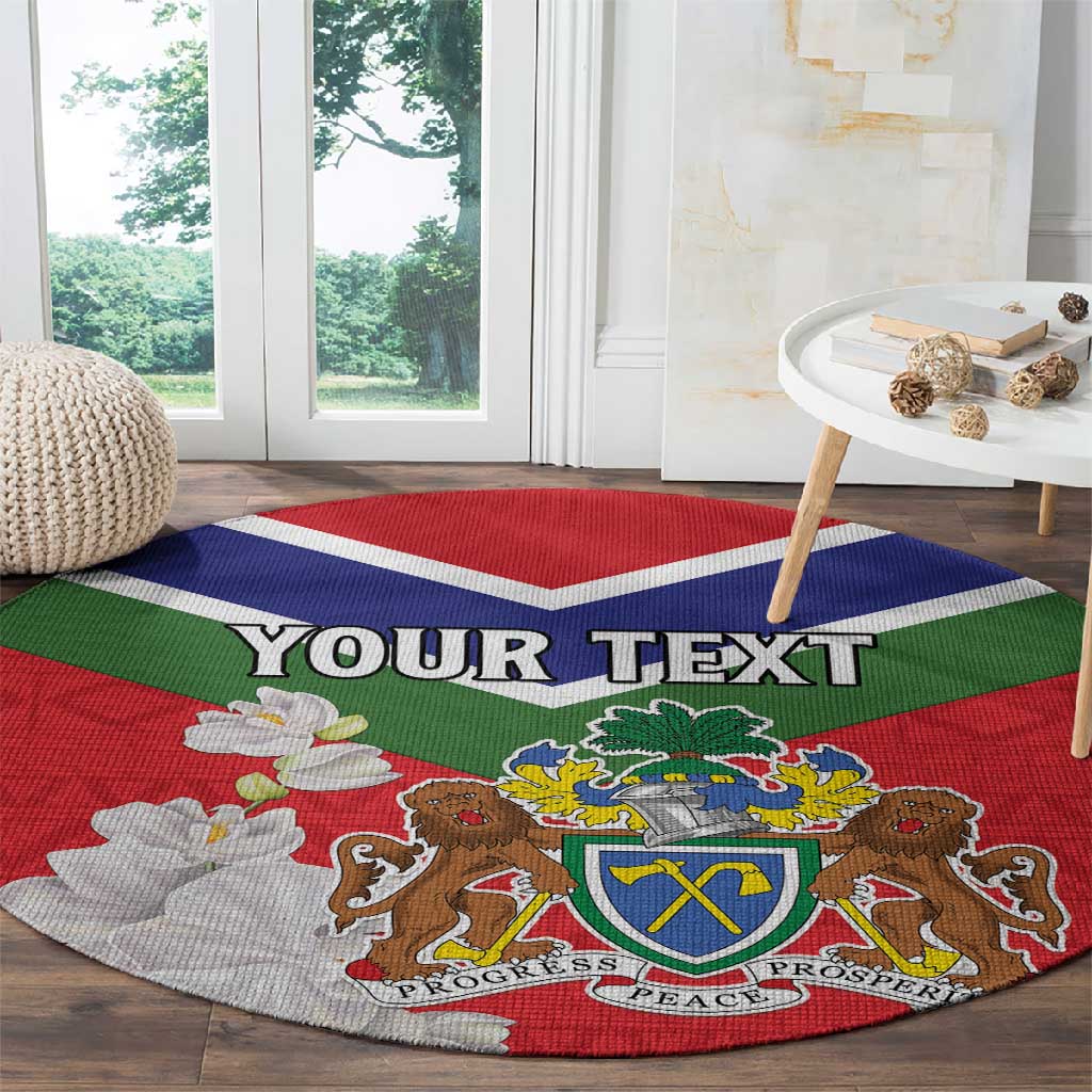 Personalized Gambia Round Carpet Coat Of Arms - African Pattern LT15